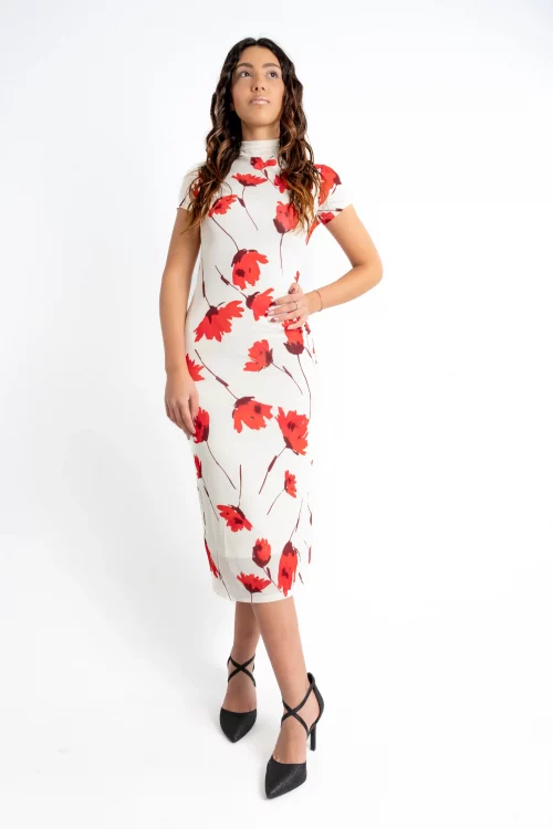 Abito Bruna fiori rossi