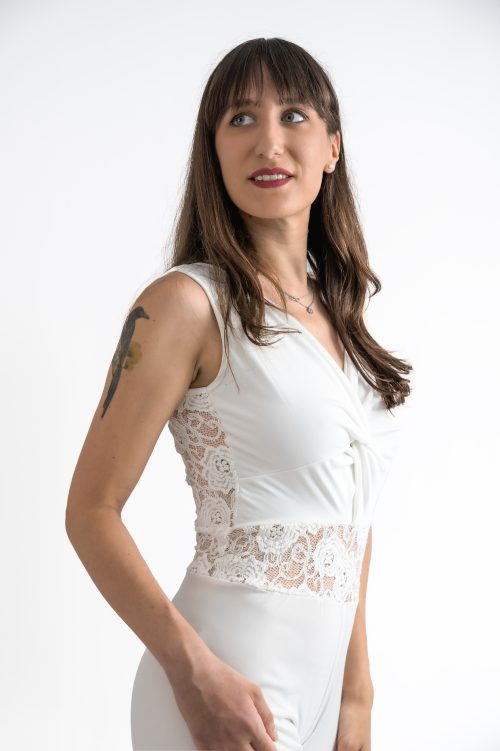 Abito Biba (Tuta Jersey Bianca E Pizzo)